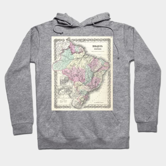 Vintage Map of Brazil (1855) Hoodie by Bravuramedia